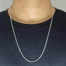 Cordão Corrente Prata 925 Grumet 70cm Escamada Fina 2mm Luxo Cor Prata 925 Legítima