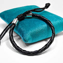 Kit 3 Pulseiras Masculinas Couro + Bolinha Preta Fos 18.5 cm