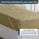 Capa De Colchão Impermeável Solteiro Matelado Protetor Antialérgico E Antiácaro Silencioso Caqui