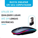 Mouse Sem Fio Recarregável Wireless Optico Led Rgb Ergonômico Sem Fio Para Pc Desktop Notebook Tablet Smartphone Davely Preto