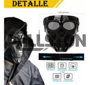 Mascara Full Face Skull Tactical Airsoft Pa Preto Lentes cinza