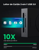 Leitor De Cartão Ugreen Usb 3.0 Para Sd + Tf