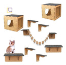 Kit De Gato Casa Casinha Parede Playground 9 Peças Cor Mdf Cru