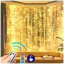 Cortina Led Decoração 3x3 Metros 300 Leds Luzes Amarelo Pisca Pisca Natal Festa de Casamento Branco Quente 110v/220v - Marca Camperluz