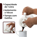 Vittak Garrafa Térmica Café 1 Litro Nórdica Cabo Madeira Mesa Posta Cor Branca