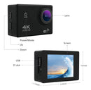 Kit Câmera Ultra Hd 4k Sport Wifi + 32gb + Bastão + Controle Cor Preto