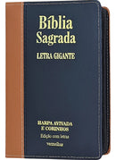 Bíblia Sagrada Com Harpa Letra Grande Preta Com Zíper Couro
