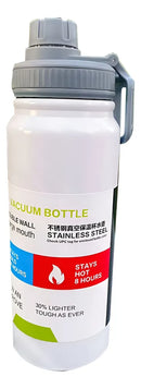 800mlgarrafa Térmica Água Squeeze Inox Academiaquente E Branco