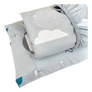 Lençol Para Berço C/ Elástico E Fronha Micropercal Espacial Cor Cinza/azul Desenho Do Tecido Foguete Espacial