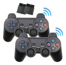 Controle Compativel P2 Play 2 Sem Fio Joystick Kit Com 2 Manete Cor Preto Video-Game Dual Shock Wireless Analogico Gamepad Redfin