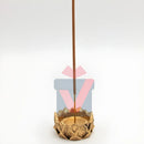 Par De Incensário E Castiçal Flor Lotus Em Resina Dourado