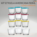 Kit 12 Tigelas De Vidro Potes Americano Congelar Tampa 150ml