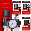 Filtro eliminador de água e óleo com regulador pressão 1/4 150 Psi Evotek Ferramentas