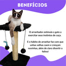 Arranhador De Gatos C/ Brinquedo Guizo Poste Sisal Natural Cor Preto
