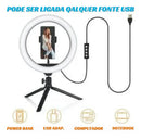 High Light Led 20cm + Suporte + Tripé Iliminador Aro De Luz Preto