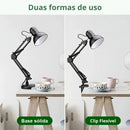 Luminária De Mesa Dapon Articulada Abajur Modelo Pixar Com Base e Garra Cor Preto
