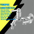 Torneira Jardim Tanque Maquina De Lavar Dupla 2 Saídas 1/4 De Volta Econômica Raro Metais Abs Cromado Cor Prateado