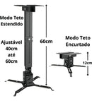 Suporte Para Projetores Até 10 Kg Cor Preto P/ Teto E Parede