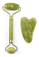 Rolo Pedra De Jade Com Placa Guasha Facial Cor Verde