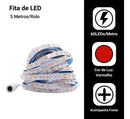 Fita Led 2835 Rolo 5 Metros 300leds Ip20 Dupla Face + Fonte Luz Vermelho Tensão De Operação