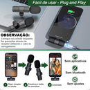 Microfone Lapela Duplo Sem Fio 2 Em 1 Plug And Play iPhone Cor Android (tipo C)