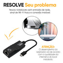 Cabo Adaptador Usb-c/type-c Para Rj45 Lan Ethernet 10/100/1000mbps Rede Externa Gigabit Cor: Preto - Marca: Smart Tools®