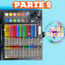 Estojo Maleta 150 Peças Infantil Canetinhas Giz Lápis Carros