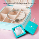 Bracelete Feminina Aço Inox 316l Berloque Coração Cor Prata