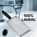 Pá Higiênica Para Areia De Gato Aço Inox Lavável, Resistente E Ergonômica Malha Fina 2.0mm - Namave