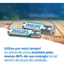 Pilha Zinco Aaa Philips Bateria Carvão Palito Tubo Kit 40 Un