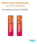 Kit Pilhas de Zinco ELE000000082342 do Tipo AAA Palito 1,5V Caixa 40 Unidades Elgin