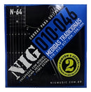 Encordoamento Guitarra NIG N-64 010/046 Tradicional Níquel Alma Hexagonal 2 Jogos com Mi Extra e Palheta – Cordas Resistentes, Duráveis e com Som Brilhante e Encorpado