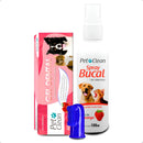 Kit Gel Dental + Spray Bucal + Escova Dedeira Pet Clean Sabor Morango