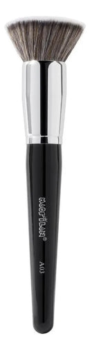 Pincel kabuki reto A03 Macrilan preto e cromado