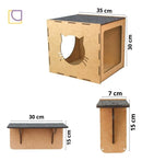 Kit De Gato Casa Casinha Parede Playground 9 Peças Cor Mdf Cru
