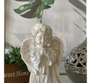 Anjo Decorativo 20 Cm Branco Perolado Gesso Escultura Branco Perolado