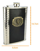 Cantil Em Couro E Inox Frasco Garrafa Whiskeira Bolso Luxo Cor Marrom Cantil revestido em couro ecológico