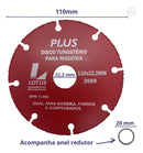 Disco Tungstênio De Corte Sem Dentes P/ Madeira 110mm Lotus Cor ESMERILHADEIRA 110 X 22,2MM