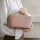 Necessaire Feminina Grande Maquiagem Cosméticos Bolsa Viagem Cor Rosa Desenho do tecido Liso Miran