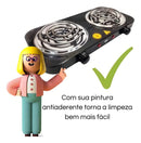 Fogão Fogareiro 2 Bocas Elétrico 2000w Fogão Cooktop Portáti Cor Preto