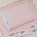 Jogo Lençol Para Mini Berço 3 Pçs -nuvem Chuvinha Rosa/r Rosa