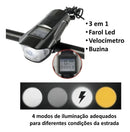 Acessórios Bike Lanterna Velocímetro E Buzina Potente Usb 3