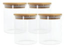 Conjunto De 4 Potes Herméticos De 400 Ml Com Tampa De Bambu