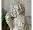 Anjo Decorativo 20 Cm Branco Perolado Gesso Escultura Branco Perolado