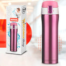 Garrafa Térmica 500ml Bebidas Quentes E Frias Cor Rosa Portátil Isolamento De Aço Inoxidável 304 Térmico Antiderrapante