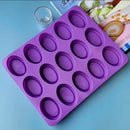 Forma De Silicone Sabonete Oval 15 Cavidades Saboaria Vela Cor Roxo