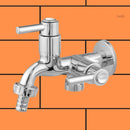 Torneira De Máquina De Lavar E Tanque Duas 2 Saída Econômica Acabamento Cromado Cor Prateado