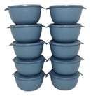 Kit Potes 1 Lt Bowl Redondo C/10 Tapuer Vasilha Plástica  Azul