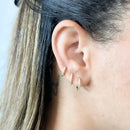 Brincos Trio Argola Cravejado Ouro 18k Dourado Zircônia