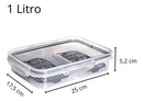 Pote Porta Frios C/ Escorredor Tampa C/ Travas 2 Divisórias Cor Transparente Plasútil Presunto Queijo Muçarela